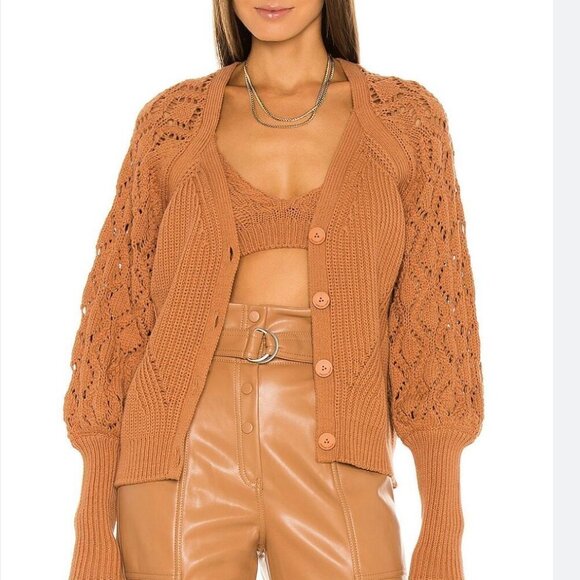 Jonathan Simkhai Adeline Cardigan Cashew Size XS - Picture 2 of 12